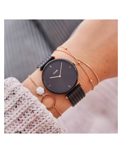CLUSE-TRIOMPHE MESH BLACK/BLACK-Stainless Steel Strap-CW0101208004